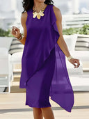 Women's Flowing Asymmetric Chiffon Dress
