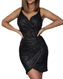 Shimmering Ruching Cocktail Dress for Women