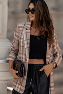 Chic Women's Checked Blazer with Contemporary Design