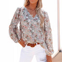 Floral V-Neck Blouse for Women