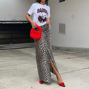 Stylish Animal Print Maxi Skirt with Side Slit