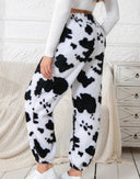 Leopard Print Fleece Lounge Pants for Women