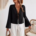 Chic Women's Blouse with V-Neck & Lace Accent