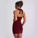 Stylish Deep V-Neck Cocktail Dress with Draped Design
