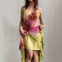 Floral Printed Asymmetrical Summer Dress with Spaghetti Straps