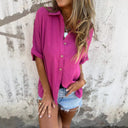 Chic Women's Short Sleeve Blouse with Button Design