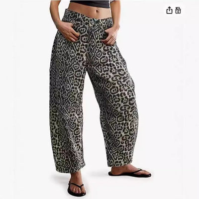 Leopard Print Summer Trousers for Women