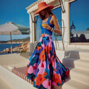 Chic Long Lined Skirt with Trendy Graphics
