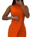 Asymmetrical Button Detail Women's Short Dress