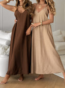 Chic Women's Maxi Dress with Deep V-Neck Design