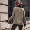 Chic Women's V-Neck Blouse with Trendy Pattern Mix