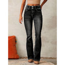 High-Waisted Bootcut Jeans with Stylish Buttons