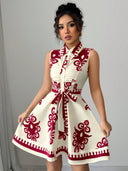 Chic Women's Shirt Dress with Decorative Tie Belt