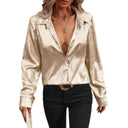 Metallic Shine Long Sleeve Blouse for Women