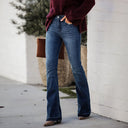High-Waisted Flared Jeans with Frayed Hem
