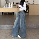 Trendy Women's High-Waisted Wide Jeans for Street Style