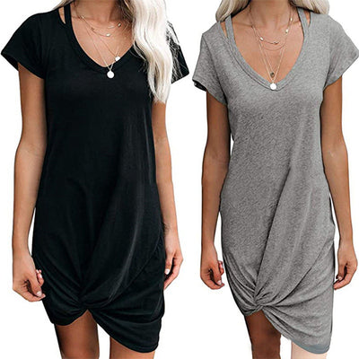 Chic Women's Short Sleeve Knotted Dress