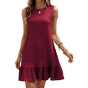 Ruffled Hem Textured Fabric Summer Dress for Women