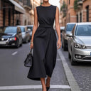 Chic Maxi Dress with Waist Belt and Flowing Design