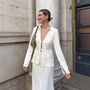 Chic Women's Blouse with Lacing and Flowing Sleeves