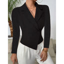 Chic Women's Blazer with Double-Breasted Design and Curved Hem