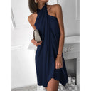 Chic Women's Halter Dress with Flowing Drapes