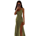 Chic Evening Dress with Side Slit and Elegant Gathered Design