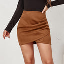 Chic High-Waist Wrap Skirt in Velvety Microfiber