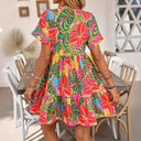 Floral Ruffle Short-Sleeve Women's Dress