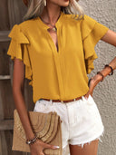 Chic Ruffled V-Neck Women's Blouse