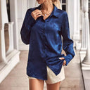 Floral Satin Long Blouse for Women