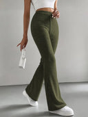 Chic Ribbed High-Waist Pants for Women