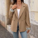 Chic Women's Blazer with Trendy Animal Print Sleeves