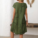 Geometric Print Oversized Women's Dress with Pockets