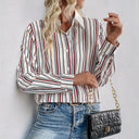 Women’s Classic Striped Blouse with Stylish Collar