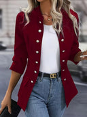 Chic Short-Sleeve Blazer with Decorative Buttons