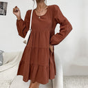 Women's Flowing Midi Dress with Ruffle Details