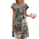 Chic Ruffled Maxi Dress with Intricate Pattern Design