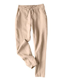 Chic Linen Blend Chino Pants with Adjustable Waist