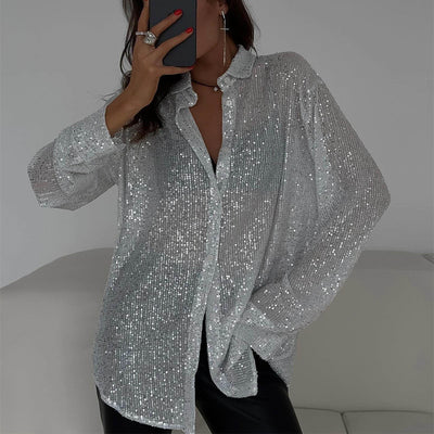 Plus Size Glitter Blouse for Women