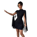 Shimmering Women's Evening Dress with Flowing Sleeves