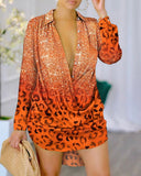 Vibrant Leopard Print Blouse Dress for Women