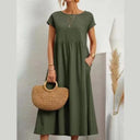 Women's Maxi Dress with Flowing Silhouette and Handy Pockets