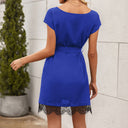 Chic Women's Dress with Waist Belt & Lace Detail