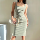 Chic Ruffle Detail Women's Midi Dress
