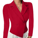 Chic Women's Blazer with Double-Breasted Design and Curved Hem