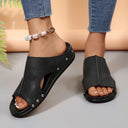 Chic Women's Slide Sandals with Cut-Out Design and Rhinestone Accents