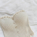 Ruffled Corset Top with Button Placket for Women