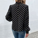 Chic Women's Blouse with Stylish Pattern and Stand-Up Collar