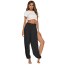 Chic Women's Palazzo Pants with Side Slits and Stretch Waistband